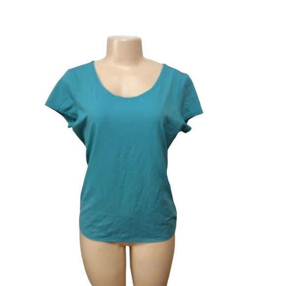 Ruby Rd Short Sleeve Tee Scoop Neck Small Turquoise Nylon And Spandex - Picture 1 of 3